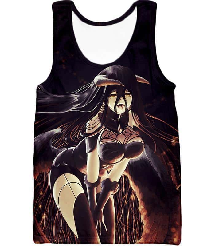 Overlord Super Sexy Albedo The White Devil Anime Graphic Action Promo Zip Up Hoodie - Tank Top