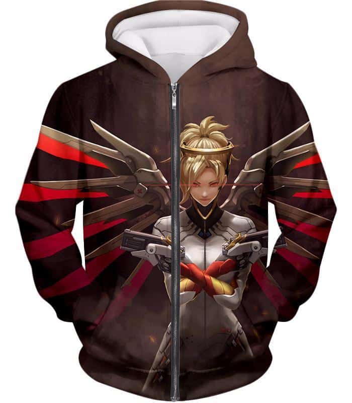 Overwatch Beautiful Team Support Mercy Zip Up Hoodie - Overwatch Hoodie