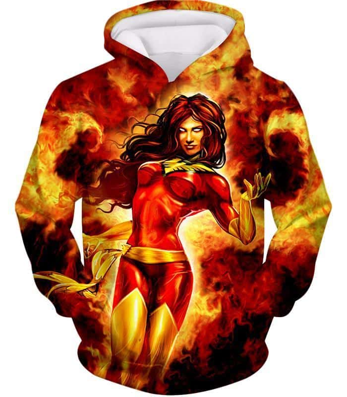 Dangerous X-Men Villain Dark Phoenix Blazing Action Hoodie