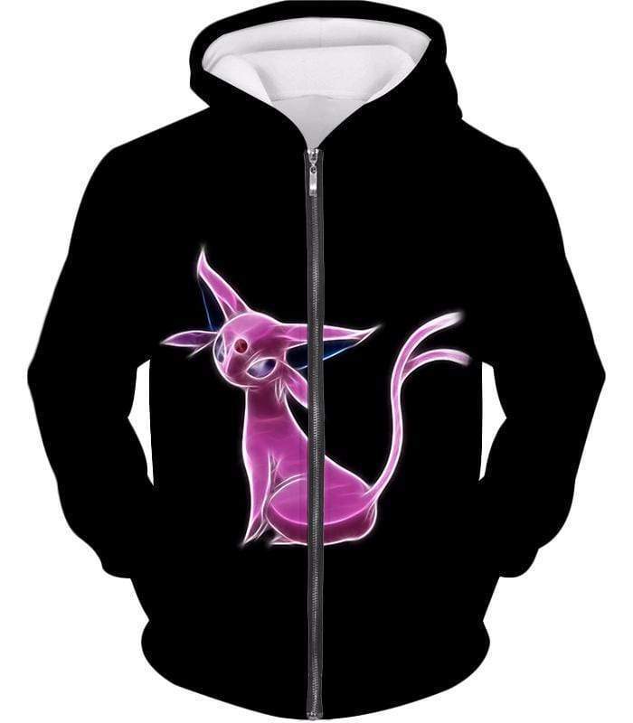 Pokemon Cool Eevee Psychic Evolution Epseon Black Zip Up Hoodie  - Pokemon Zip Up Hoodie - Zip Up Hoodie