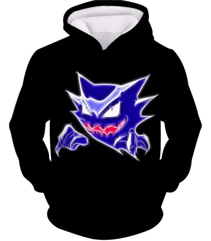 Pokemon Ghost Type Pokemon Haunter Anime Black Hoodie  - Pokemon Hoodie