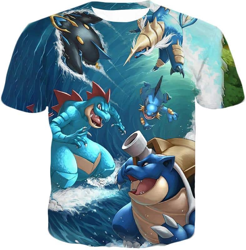 Pokemon Hoodie - Pokemon All Powerful Water Type Pokemons Cool Hoodie - T-Shirt