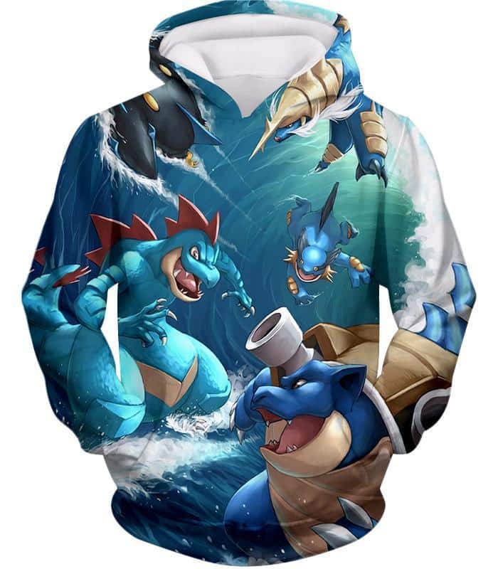 Pokemon Hoodie - Pokemon All Powerful Water Type Pokemons Cool Hoodie