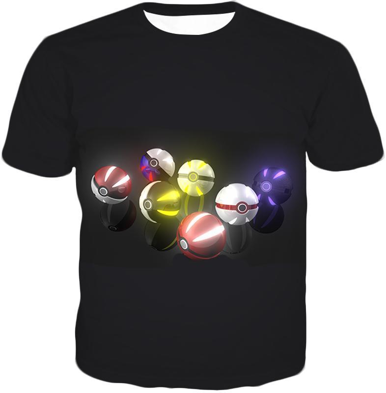 Pokemon Hoodie - Pokemon All Types Of Pokeballs Black Hoodie - T-Shirt