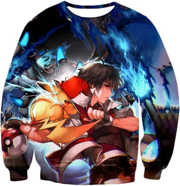Pokemon Hoodie - Pokemon Very Cool Pokemon Trainer Bond Ash Ketchum And Pikachu HD Printed Hoodie - Sweatshirt