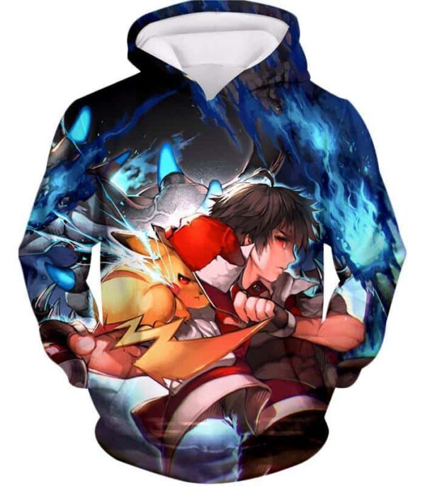 Pokemon Hoodie - Pokemon Very Cool Pokemon Trainer Bond Ash Ketchum And Pikachu HD Printed Hoodie - Hoodie