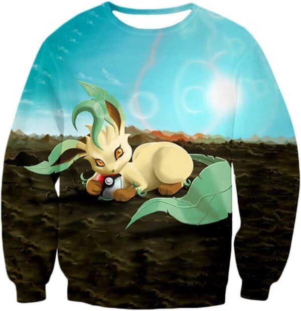 Pokemon Hoodie - Pokemon Very Cute Wolf Grass Type Pokemon Leafeon Cool Hoodie - Sweatshirt