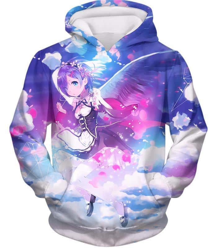 Re:Zero Cute Blue Hair Flying Anime Maid Rem Action Hoodie - Hoodie