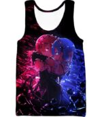 Re:Zero Wonderful Anime Twin Maids Rem And Ram Cute Black Zip Up Hoodie - Re:Zero Anime Hoodie - Tank Top