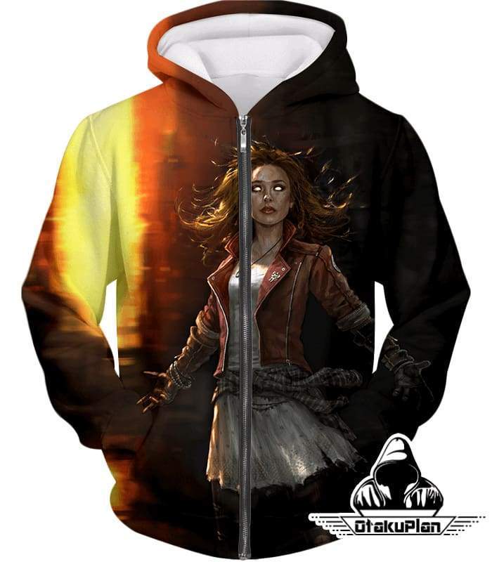 Hot Chaos Magic User Scarlet Witch 3D Action Zip Up Hoodie