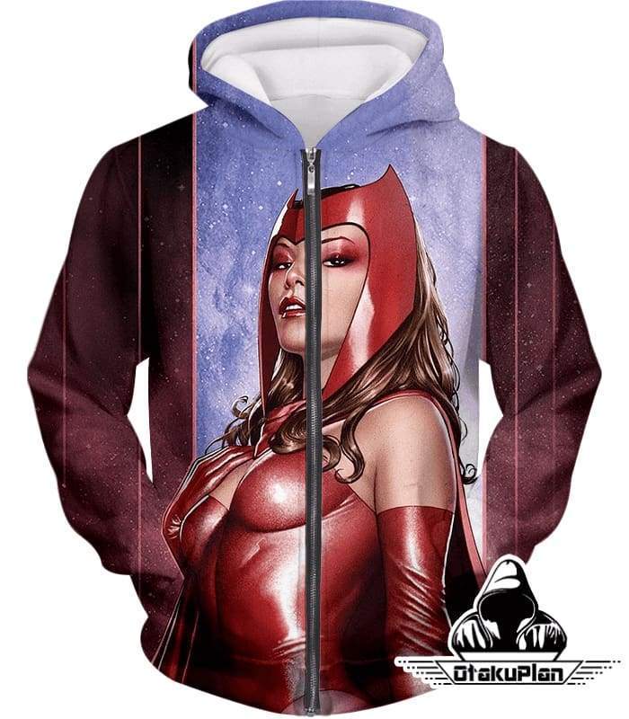 Super-Hot Marvel Hero Scarlet Witch Cool Zip Up Hoodie - Zip Up Hoodie