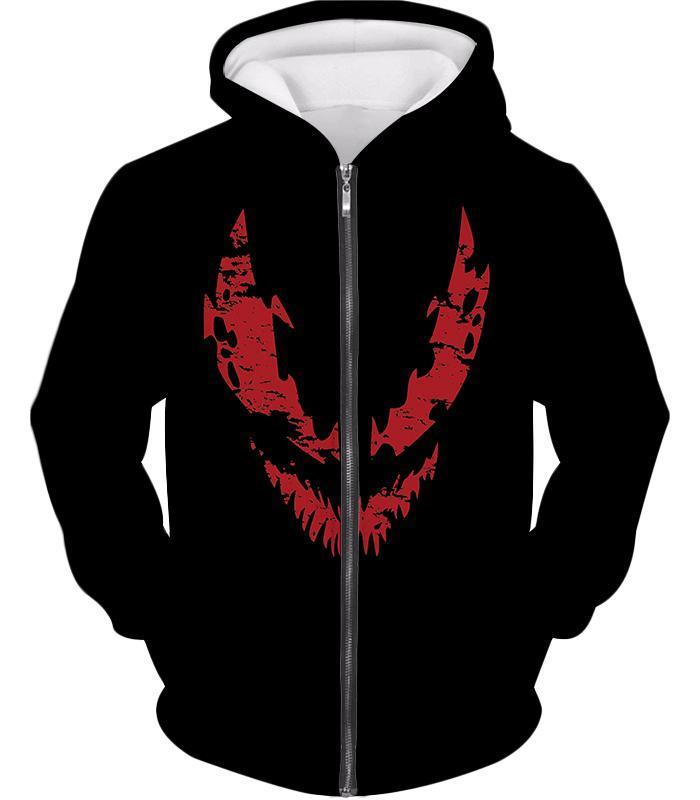 Blood Red Spiderman Villain Carnage Promo Black Zip Up Hoodie - Zip Up Hoodie