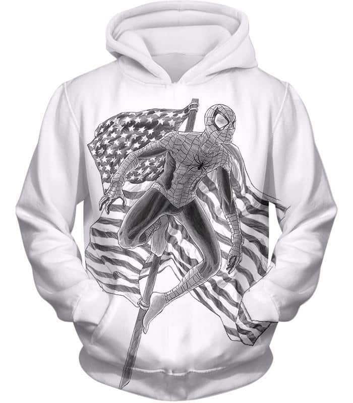 Favourite American Hero Spiderman Sketch White Hoodie