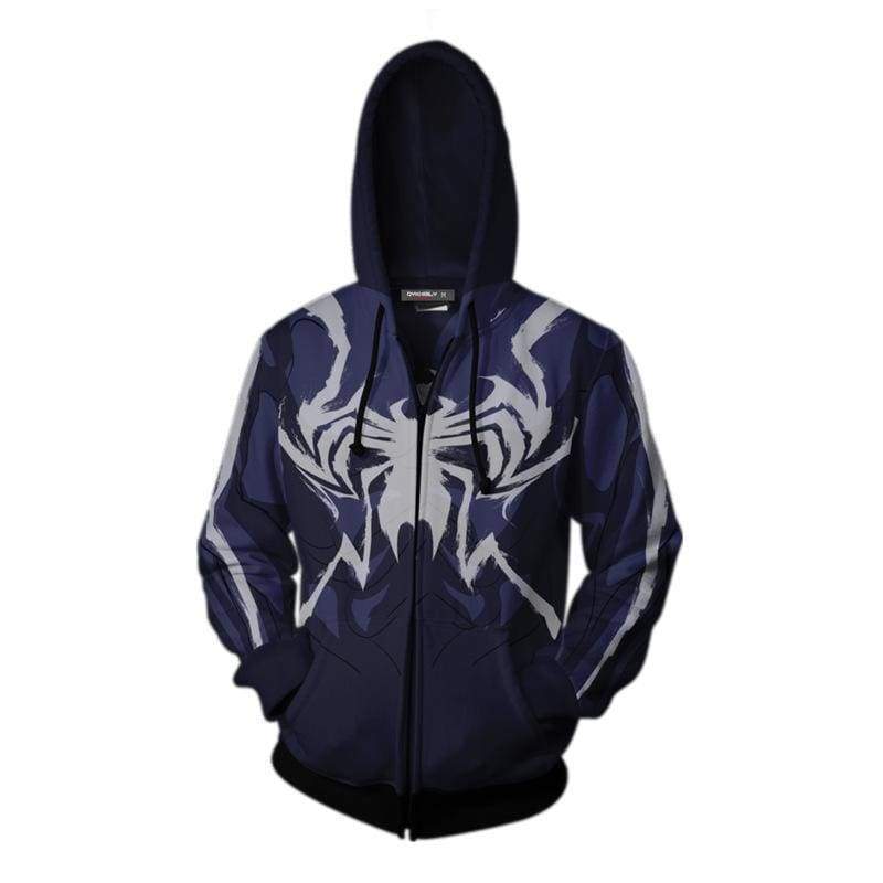 Spiderman Venom Vs. Carnage Hoodie Jacket-Blue Venom-Zip Up Hoodie