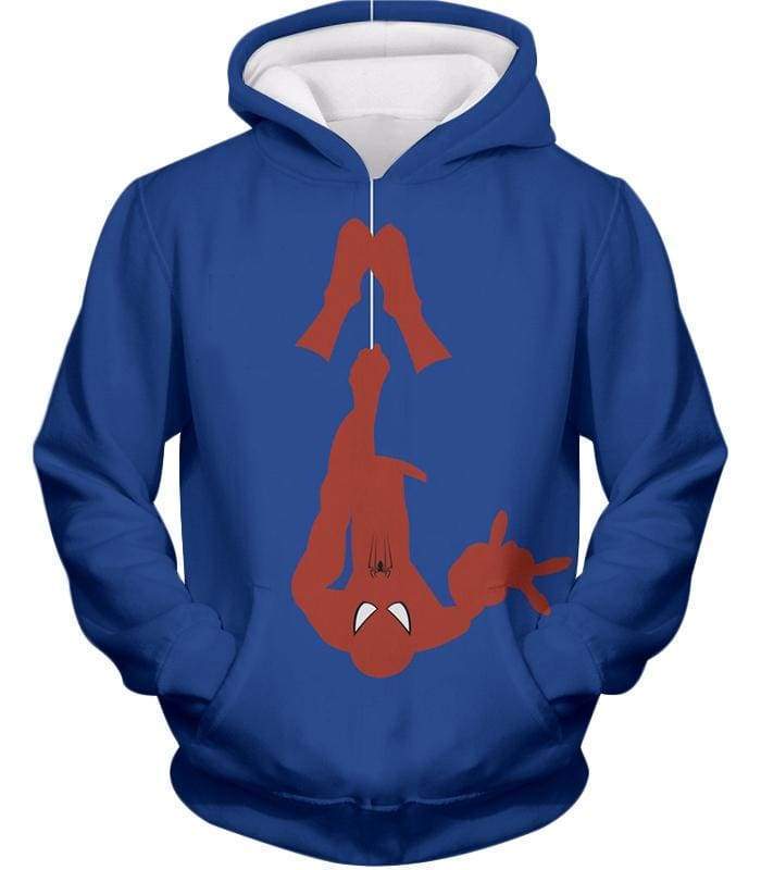 Web Slinging Cool American Hero Spiderman Blue Action Hoodie