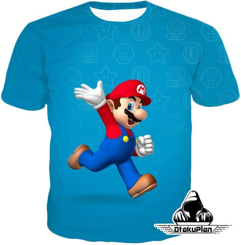 Super Cool Game Hero Mario Cool Promo Blue Hoodie - T-Shirt