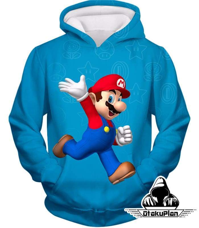 Super Cool Game Hero Mario Cool Promo Blue Hoodie
