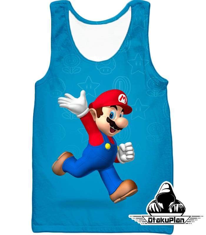 Super Cool Game Hero Mario Cool Promo Blue Zip Up Hoodie - Tank Top