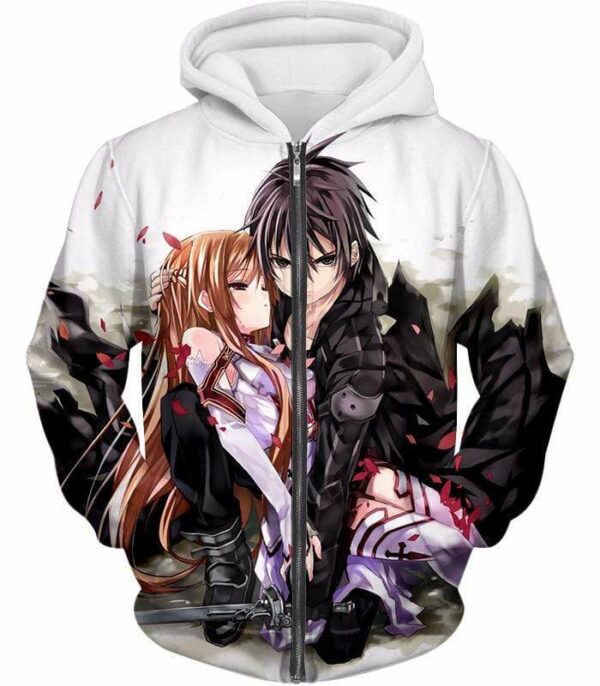 Sword Art Online Favourite Action Heroes Kiriti And Asuna Graphic Zip Up Hoodie - Sword Art OnlineHoodie - Zip Up Hoodie