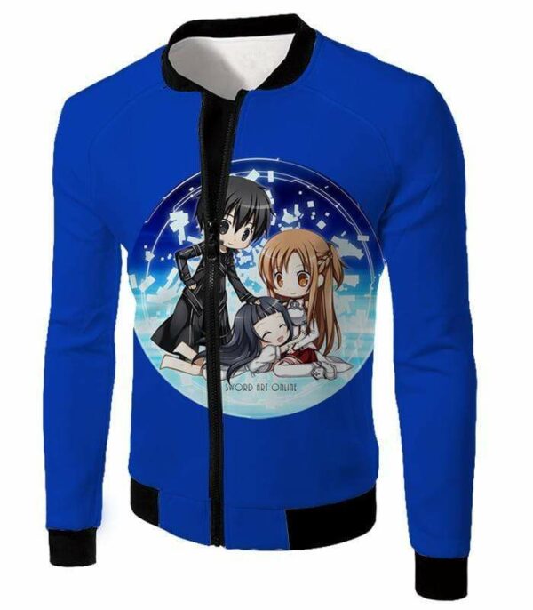 Sword Art Online Sword Art Online Anime Promo Blue Zip Up Hoodie - Sword Art Online Zip Up Hoodie - Jacket