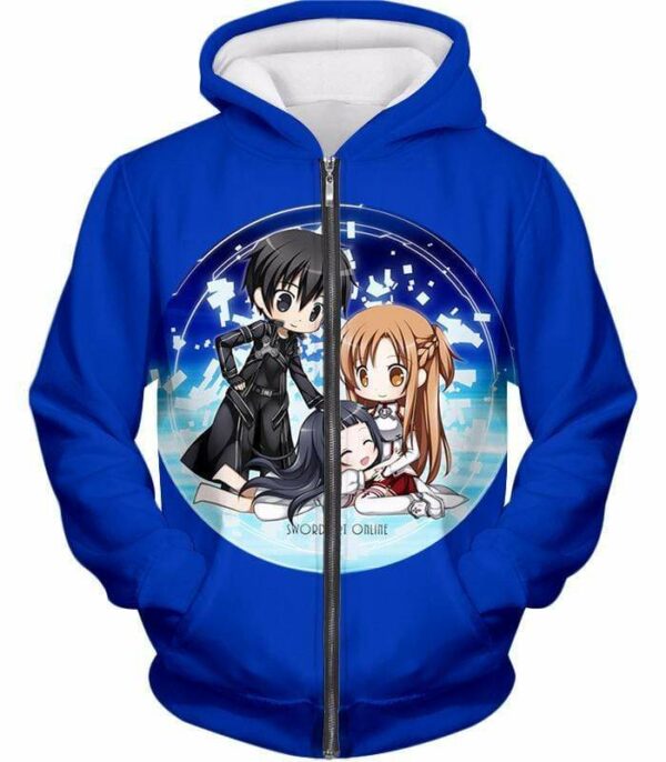 Sword Art Online Sword Art Online Anime Promo Blue Zip Up Hoodie - Sword Art Online Zip Up Hoodie - Zip Up Hoodie
