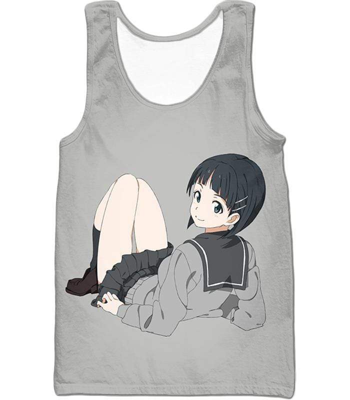 Sword Art Online Very Kirito Real Cousin Kirigaya Suguha Grey Anime Zip Up Hoodie  - Sword Art Online Zip Up Hoodie - Tank Top