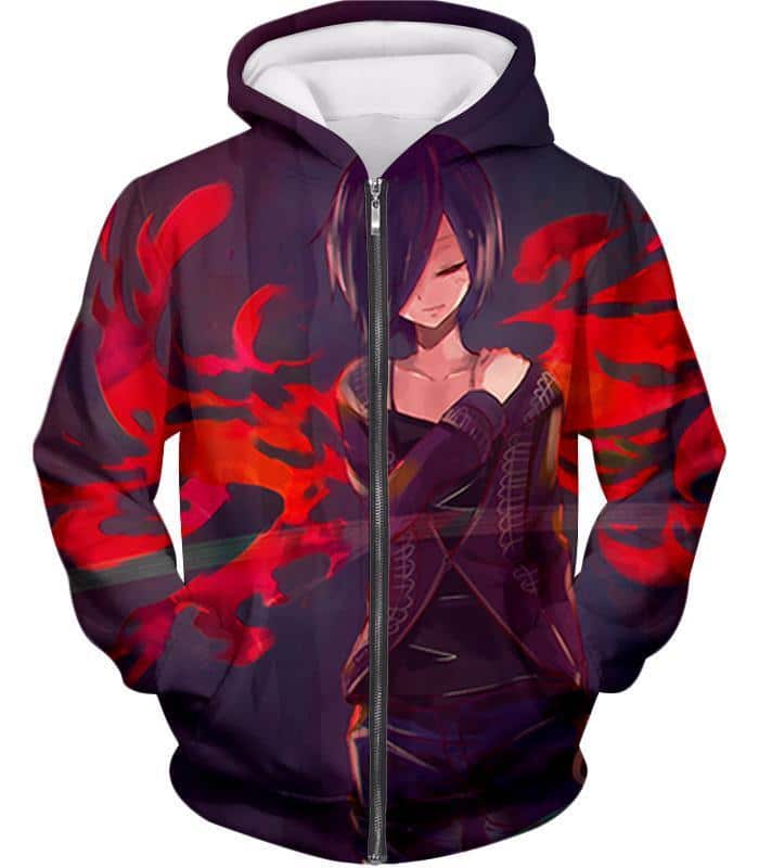 Tokyo Ghoul Cool Touka Kirishima Anime Ghoul Zip Up Hoodie  - Anime Hoodie