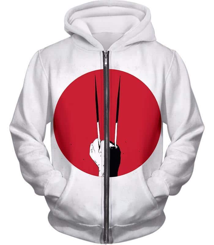 Cool Promo Wolverine Claws White Zip Up Hoodie