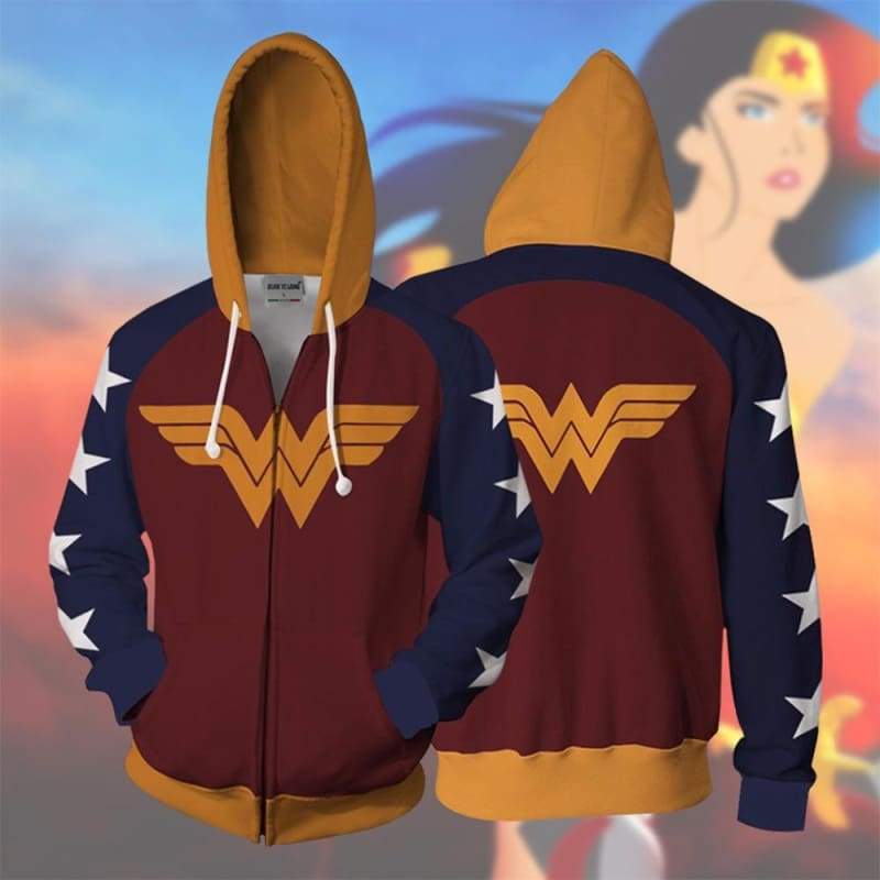 DC Comic Wonder Woman Cosplay Jacket Zip Up Hoodie